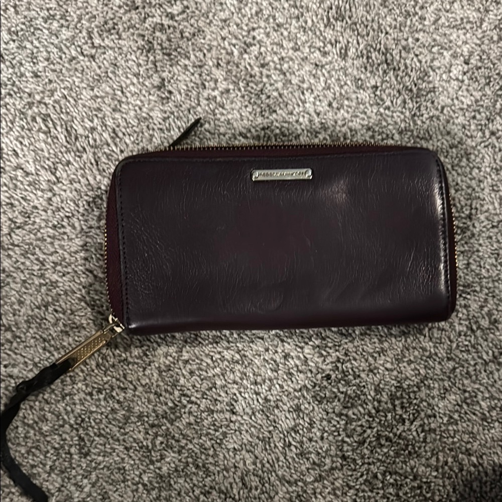 Rebecca mink off Dark Purple Leather Wallet
